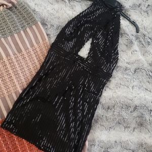 Black Sequin Cocktail Evening Dress